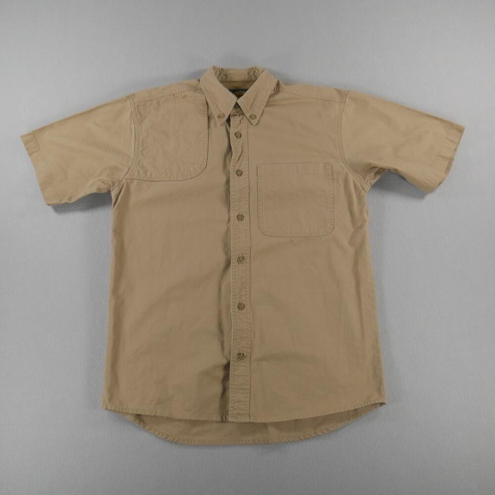 Cabela's Shooting Padded Short Sleeve Tan Shirt Mens Size Small Hunting